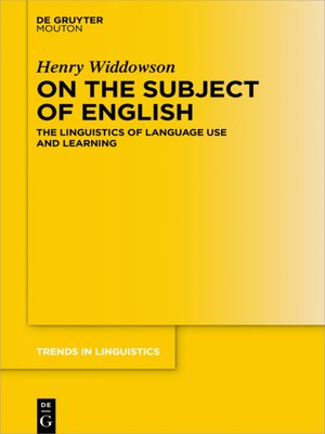cover image of On the Subject of English